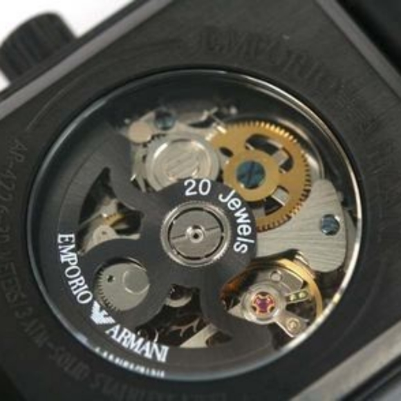 Emporio Armani Meccanico Black Rectangular Dial Silicone Strap Automatic Watch - Picture 5 of 15